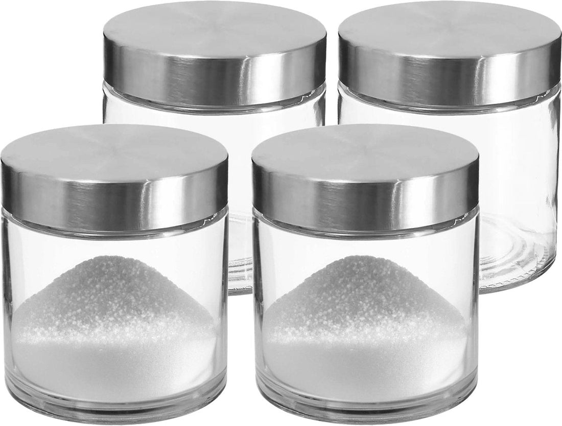 4x storage jars / canisters 0.75L glass with stainless steel lid - 750 ml - Storage jars with airtight lid