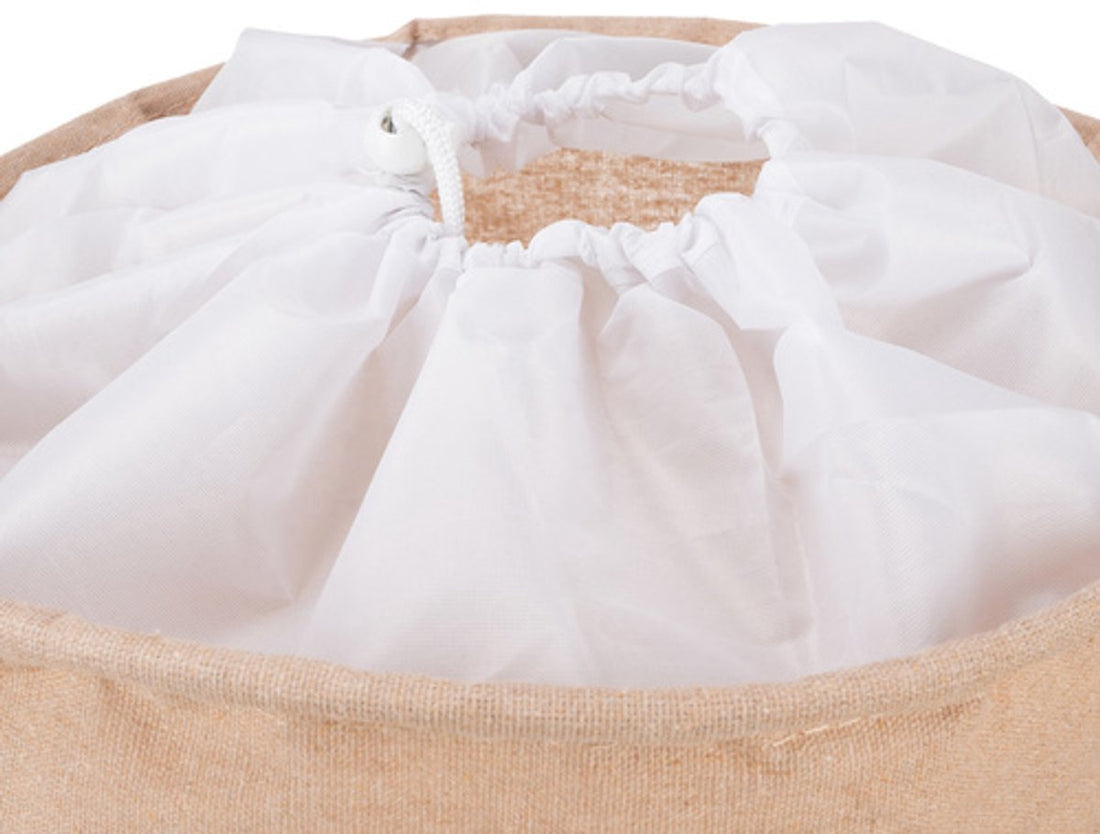 Kruzzel Spielzeugkorb-Organizer 63L – Aufbewahrungskorb für Spielzeug, Kleidung und Wäsche – XL, wasserdicht, faltbar – Beige mit Aufdruck