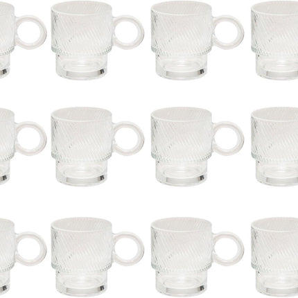 Lot de 12 Mugs en Verre Transparent - 30 cl - Résistant au Lave-Vaisselle - Idéal pour le Café, le Thé et Plus Encore