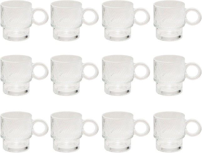 Lot de 12 Mugs en Verre Transparent - 30 cl - Résistant au Lave-Vaisselle - Idéal pour le Café, le Thé et Plus Encore