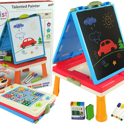 Leantoys Tableau Magnétique 3-en-1 Bleu - Tableau Noir avec Chaise et Table de Jeux - Jouet Éducatif 3+ - Table pour Jeux et Tableau Noir - Jouet Multifonctionnel - Jouet Éducatif - Tableau Blanc - Tableau Magnétique