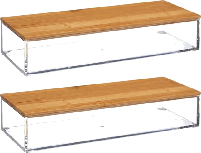 Lot de 2 boîtes/supports à bijoux/maquillage 25,5 x 5 cm en plastique - Boîte à vernis à ongles - Boîte à bijoux - Boîte à maquillage - Organisateur