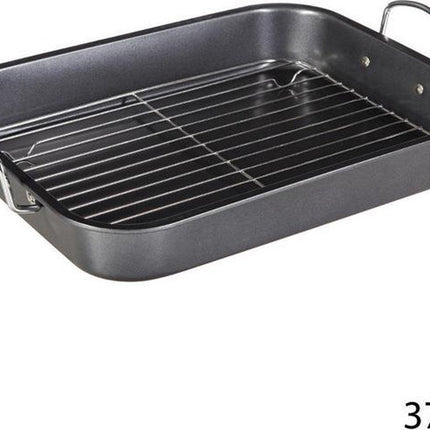 Plat à rôtir avec grille amovible antiadhésif acier 37 x 29 x 5,5 cm