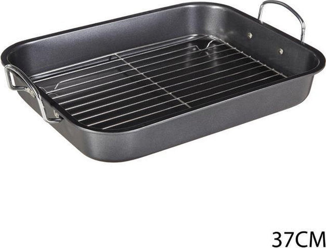 Plat à rôtir avec grille amovible antiadhésif acier 37 x 29 x 5,5 cm