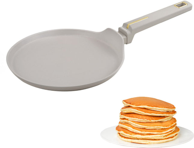 Klausberg KB-7965 Crêpière | 24 cm | Revêtement Antiadhésif | Compatible Toutes Tables de Cuisson Dont Induction | Beige | Poêle à Crêpes