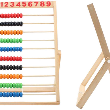 Boulier en bois avec 100 perles colorées - 10 rangées - Outil de calcul éducatif pour enfants - 30 x 22 cm - Boulier en bois - Apprendre à compter