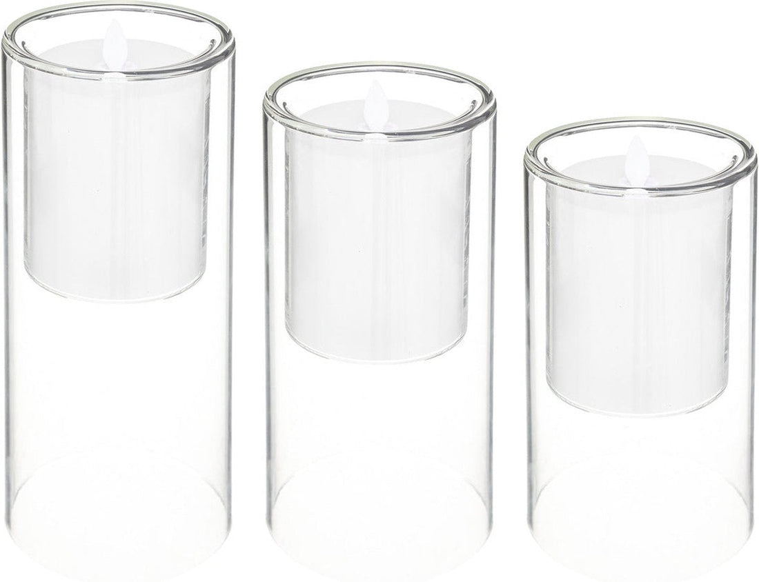 Atmosphera double-glass LED candles - Set of 3 - Ø10xH25 / 20 / 15 cm