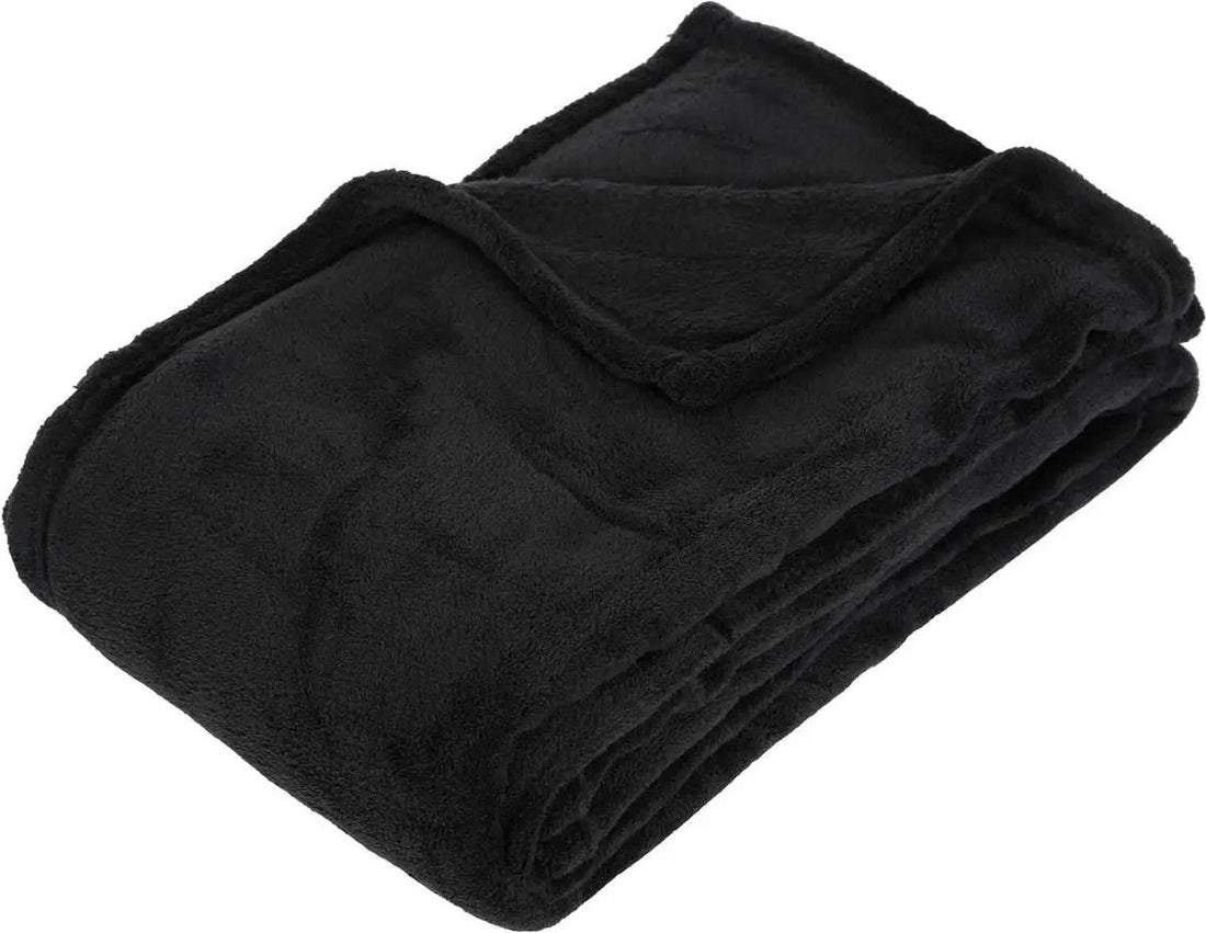Fleece plaid zwart 125 x 150 cm – zachte fleecedeken voor bank of bed