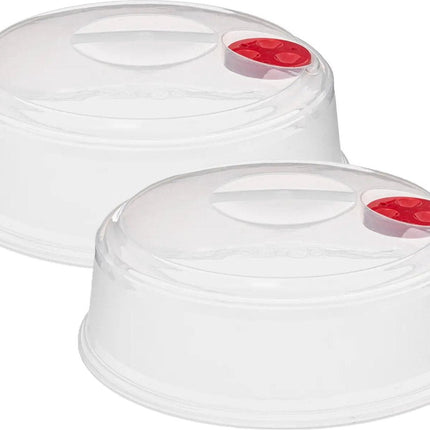 5Five Couvercle micro-ondes/cloche de protection - 2x - transparent - plastique - D27 x H10 cm