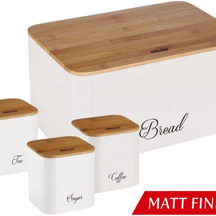 Kinghoff 1587 - Boîte à pain avec boîtes de rangement - Acier / bambou