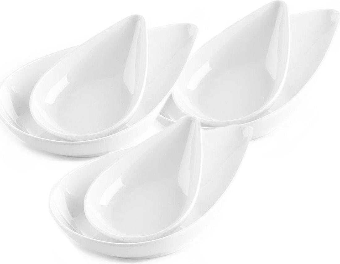 Melamine schaaltjes in druppelvorm, wit – set van 6, 17,5 x 11,5 cm