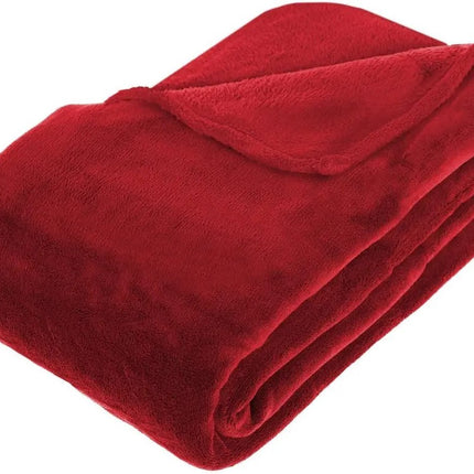 Grande couverture polaire/plaid rouge 180 x 230 cm polyester - Couverture de canapé - Couverture polaire - Plaid polaire