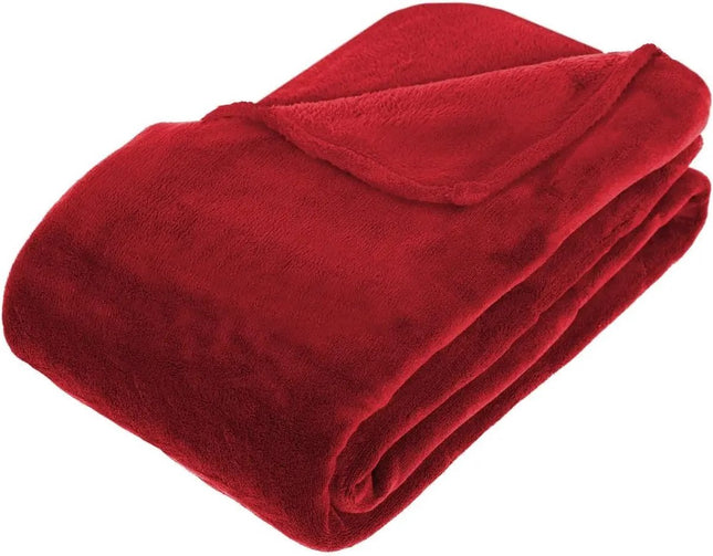Grande couverture polaire/plaid rouge 180 x 230 cm polyester - Couverture de canapé - Couverture polaire - Plaid polaire
