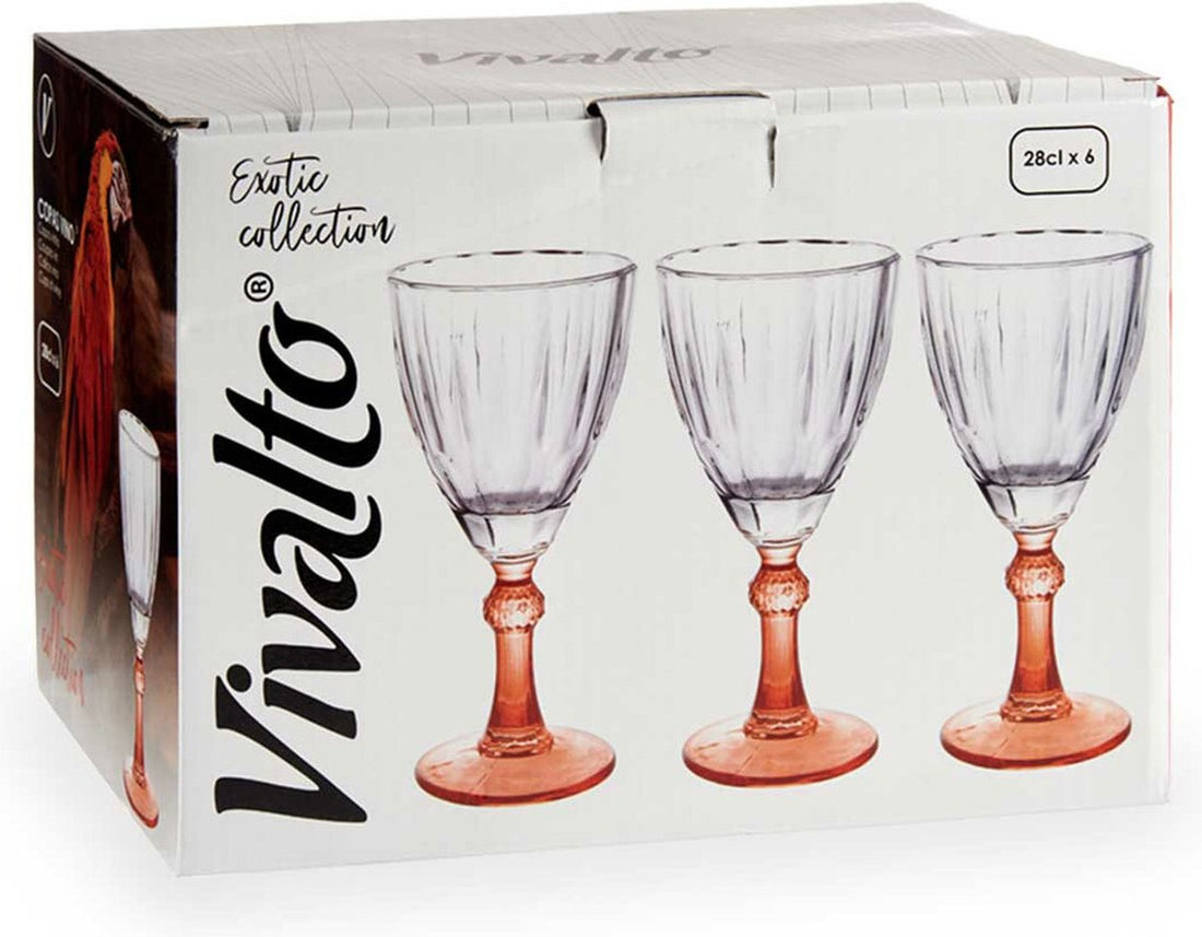 Vivalto wijnglazen met gekleurde voet – set van 6, oranje, 275 ml