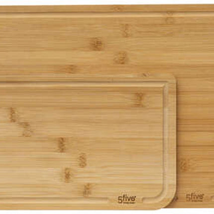 5Five Lot de 2 planches à découper en bambou avec rigole - 35 x 25 cm/22 x 15 cm