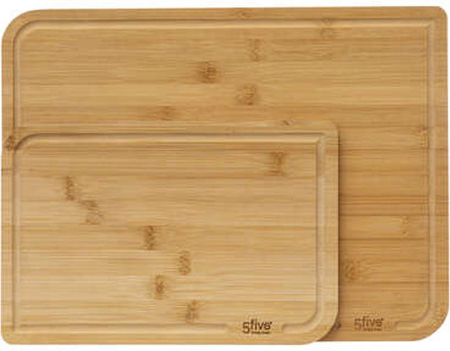 5Five Lot de 2 planches à découper en bambou avec rigole - 35 x 25 cm/22 x 15 cm