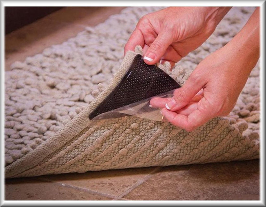Antislip pads voor onder vloerkleed en deurmat – 8 stuks, zwart
