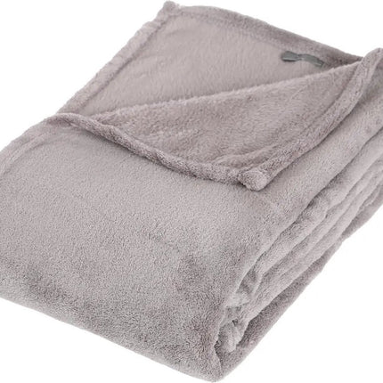 Couverture ou plaid Atmosphera en polaire à poils - gris clair - 125 x 150 cm - polyester - Couverture de canapé - Plaid polaire