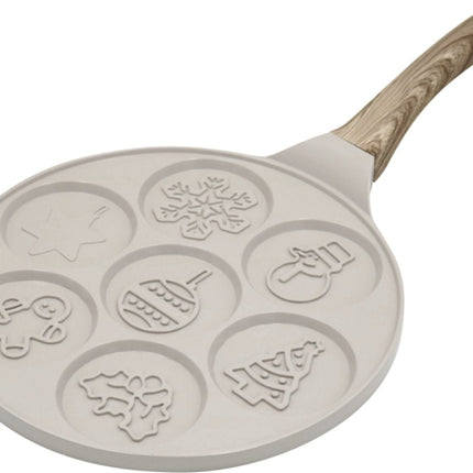 Klausberg KB-7970 Poêle à Crêpes avec 7 Moules - Motifs de Noël - Ø26.5 cm - Revêtement Antiadhésif - Convient à Toutes les Tables de Cuisson, Y Compris l'Induction - Idéal pour les Mini Crêpes et les Petites Crêpes - Figurines de Noël - Bonhomme de Neige