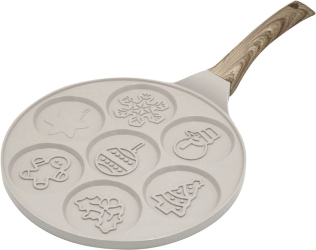 Klausberg KB-7970 Poêle à Crêpes avec 7 Moules - Motifs de Noël - Ø26.5 cm - Revêtement Antiadhésif - Convient à Toutes les Tables de Cuisson, Y Compris l'Induction - Idéal pour les Mini Crêpes et les Petites Crêpes - Figurines de Noël - Bonhomme de Neige