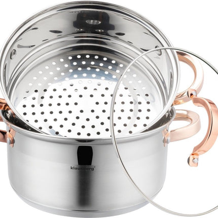 Klausberg 7731 - cuiseur vapeur - 3 pièces - 22 cm - acier inoxydable - toutes sources de chaleur