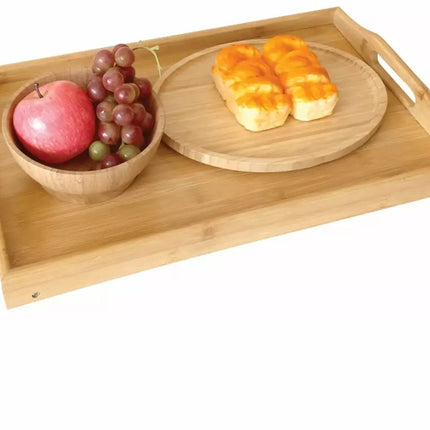 Kinghoff KH1502 Table de petit-déjeuner en bambou - Plateau pliant - 50x30x7 cm - Multifonctionnel (Petit-déjeuner, Dîner, Table pour ordinateur portable)
