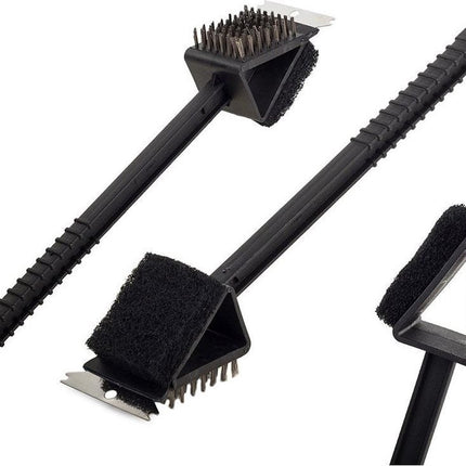 BBQ Barbecue Borstel met schraper en spons 3-in-1