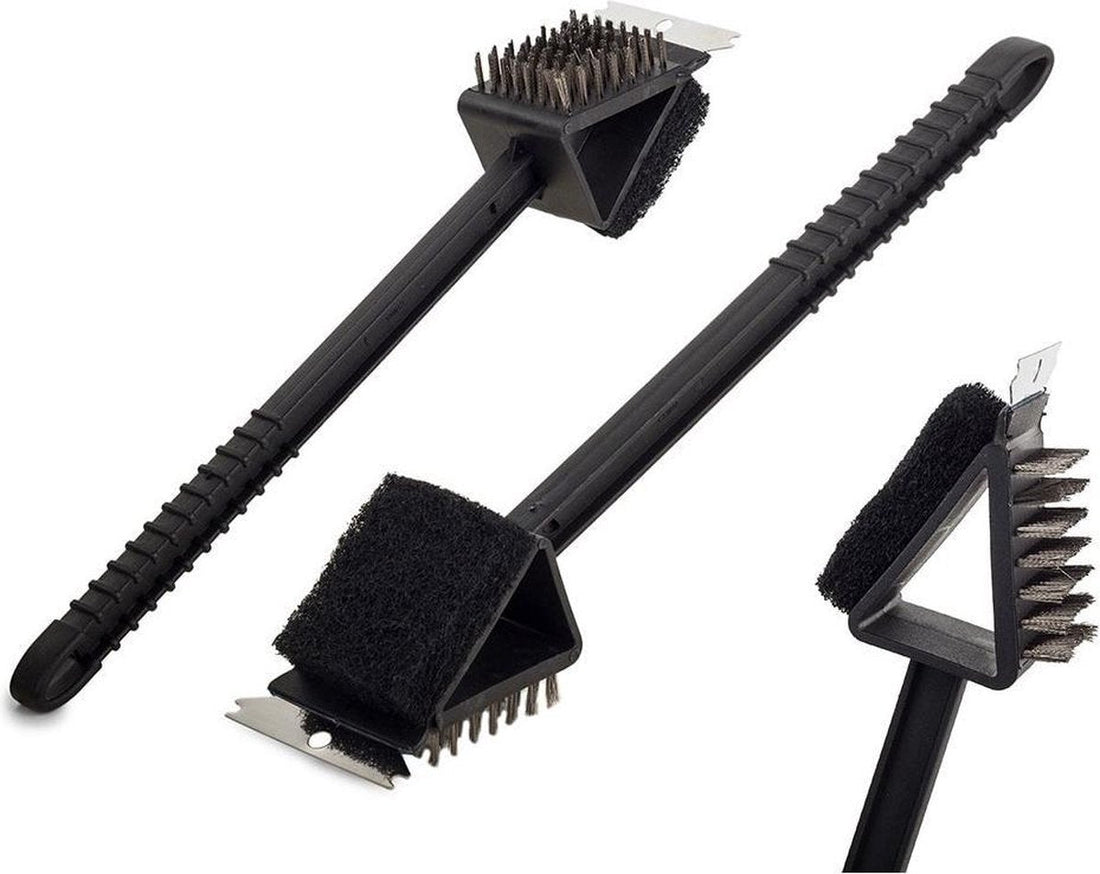 BBQ Barbecue Brush with scraper and sponge 3-in-1