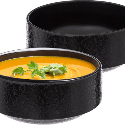 Secret de Gourmet Bols/coupelles à soupe - 2x - Loft - céramique - D15 x H7 cm - anthracite - Empilable