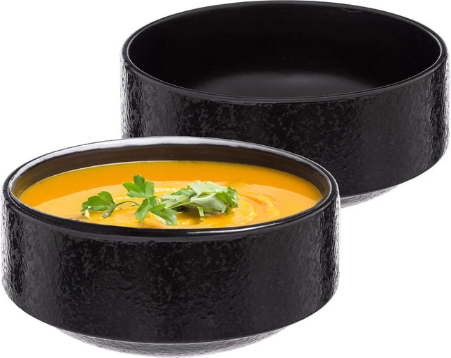 Secret de Gourmet Bols/coupelles à soupe - 2x - Loft - céramique - D15 x H7 cm - anthracite - Empilable