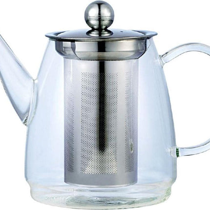 KINGHOFF 4843 - Théière élégante en verre avec filtre en acier inoxydable - 900 ML - Verre borosilicaté de haute qualité - Lavable au lave-vaisselle