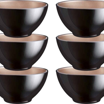Luminarc Kommetjes/soepkommen/schaaltjes voor dessert/ontbijt - 6x - Glas - D13 x 6 cm - zwart