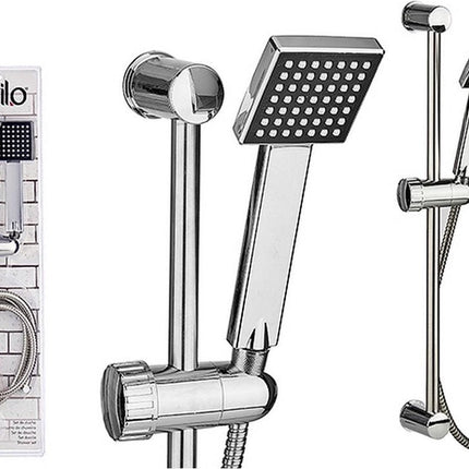 Pommeau de douche 3 fonctions avec flexible de douche sur barre de douche murale - Flexible de douche de 1,5 mètre - Articles de salle de bain