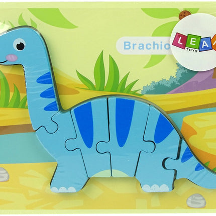 Leantoys Puzzle en bois Dinosaure Brachiosaure - Pièces de puzzle en bois de 5mm d'épaisseur - Jouet éducatif 3+ - Puzzle Dino - Puzzle en blocs de bois - Brachiosaure
