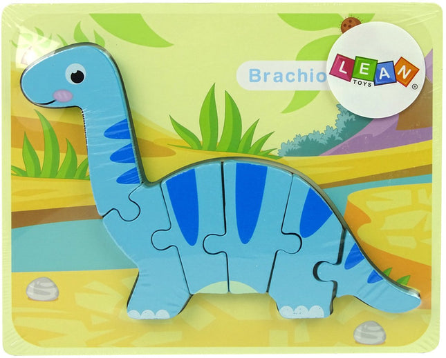 Leantoys Puzzle en bois Dinosaure Brachiosaure - Pièces de puzzle en bois de 5mm d'épaisseur - Jouet éducatif 3+ - Puzzle Dino - Puzzle en blocs de bois - Brachiosaure