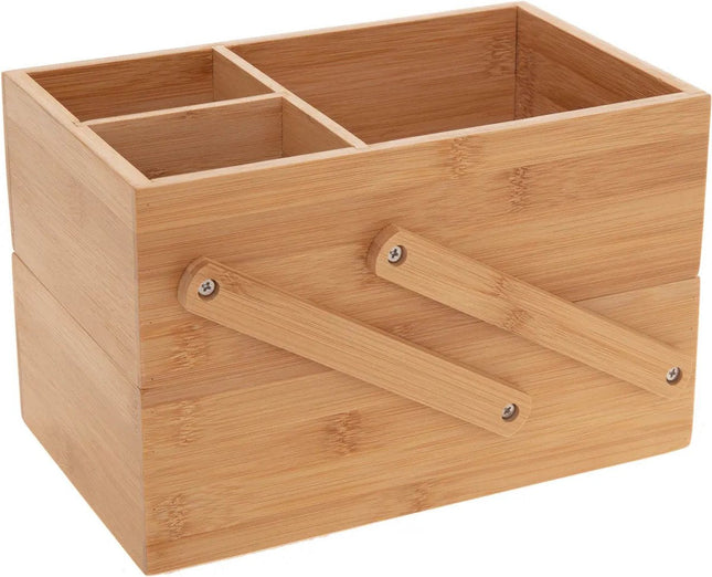 Organisateur de maquillage de luxe à 2 niveaux – Bois de Bambou