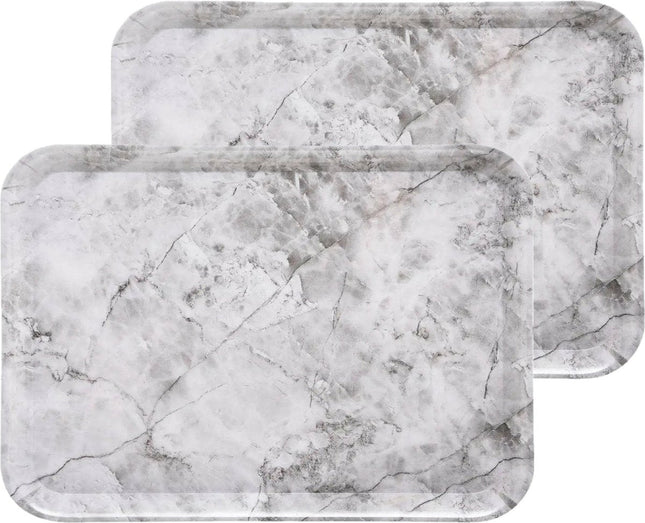 5Five Plateau de service Marble - Lot de 2 - Mélamine - blanc crème - 33 x 43 cm