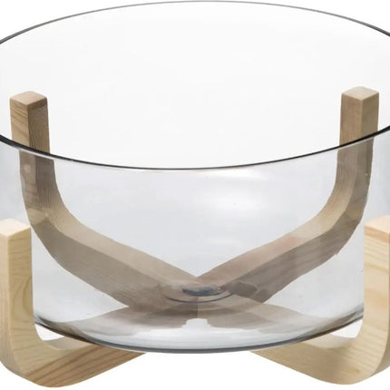 Secret de Gourmet Bol à salade/plat de service – Verre/bois – D24 cm