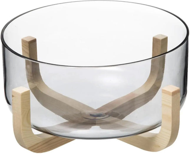 Secret de Gourmet Bol à salade/plat de service – Verre/bois – D24 cm