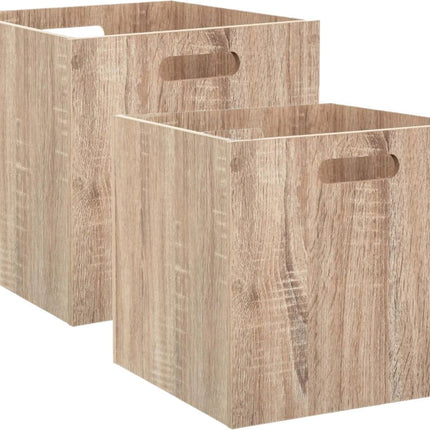 Set van 2x stuks opbergmand/kastmand 29 liter bruin/naturel van hout 31 x 31 x 31 cm - Opbergboxen - Vakkenkast manden