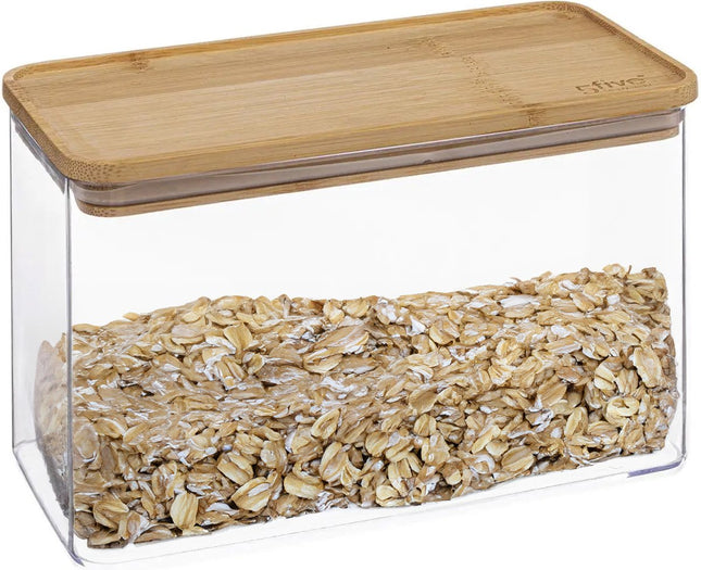 5Five Boîte de conservation pour cuisine - Berlino - plastique/bambou - 2000 ml - 14 x 10 x 20 cm