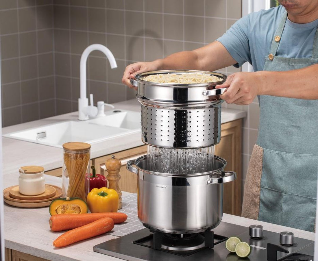 Klausberg 7738 - Pasta pot with insert - 2-piece - 24 cm - 7.5 litre - stainless steel - all heat sources