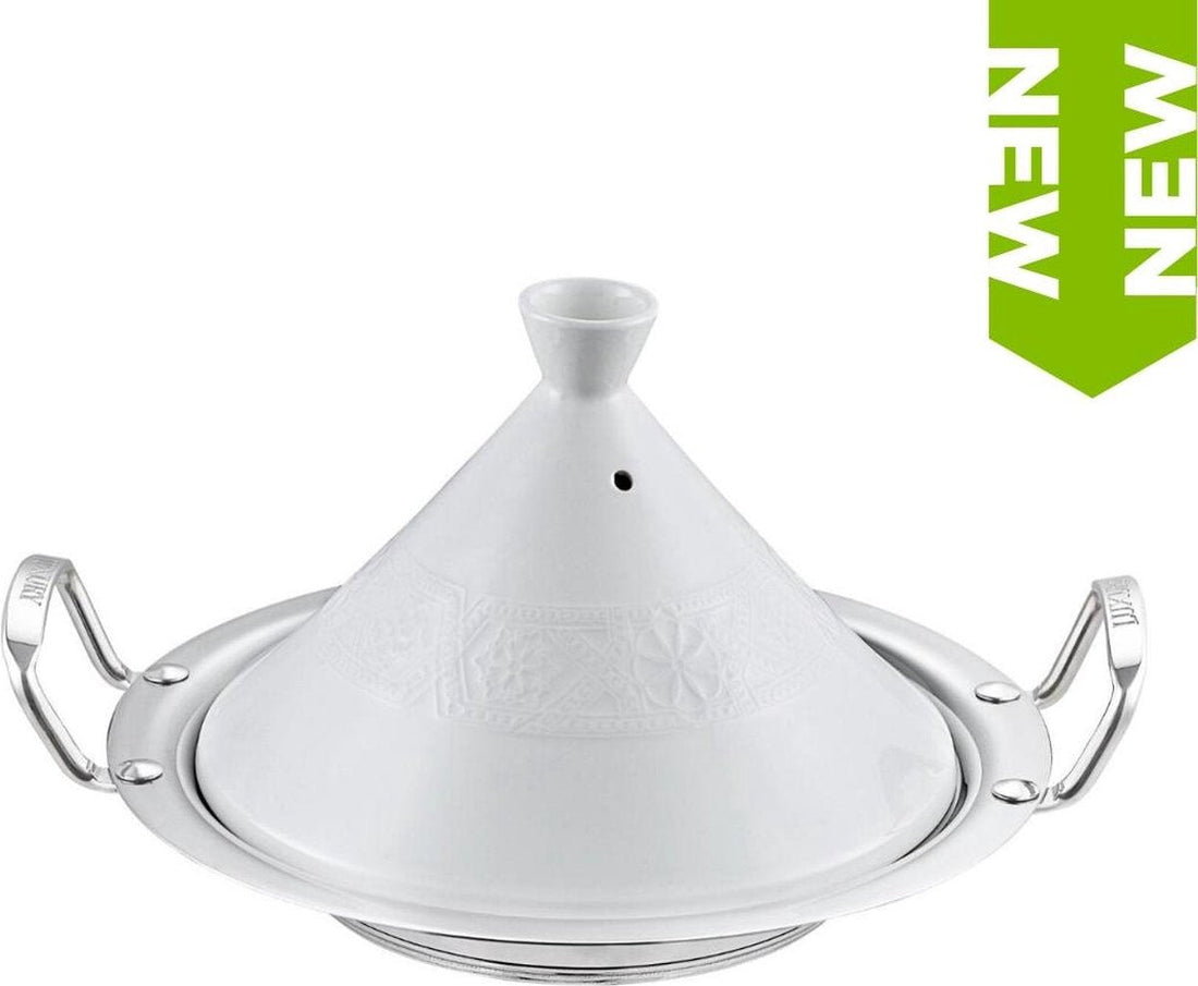 Teffo Tagine Ø 30 cm - Granite - Suitable for all heat sources, including induction - White, Silver