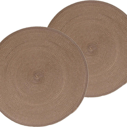 Set de 4 sets de table ronds Secret de Gourmet - taupe - plastique tressé - Diamètre 38 cm - Dessous de plat