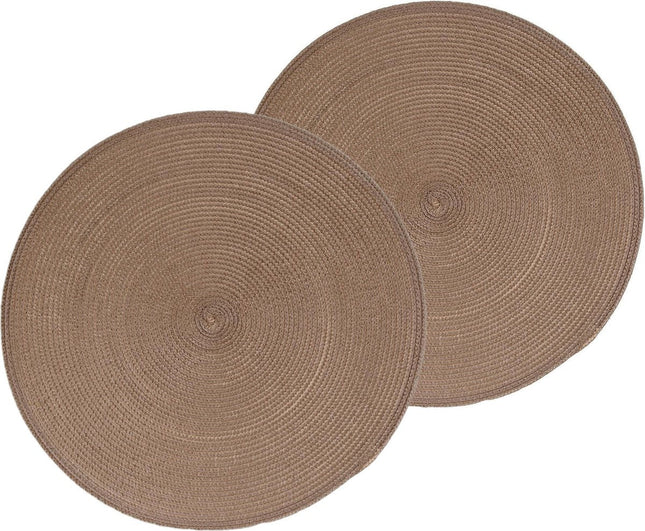 Set de 4 sets de table ronds Secret de Gourmet - taupe - plastique tressé - Diamètre 38 cm - Dessous de plat
