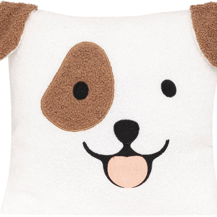 Atmosphera Kids Coussin décoratif Woef - 40x10x40cm - Blanc/Marron