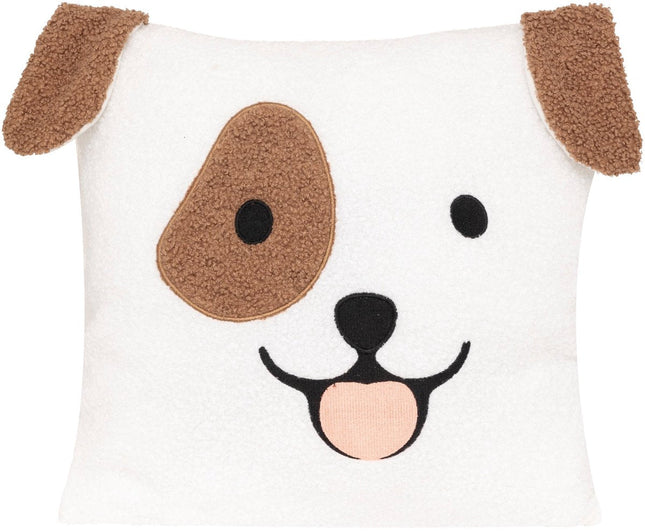 Atmosphera Kids Coussin décoratif Woef - 40x10x40cm - Blanc/Marron
