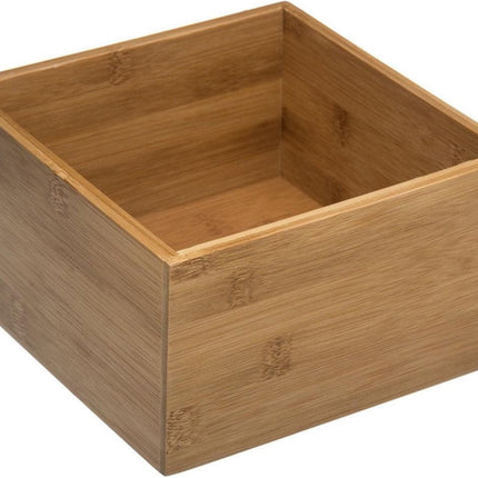 Boîte de rangement/support à bijoux/maquillage 18 x 18 x 9,5 cm en bambou - Organisateur