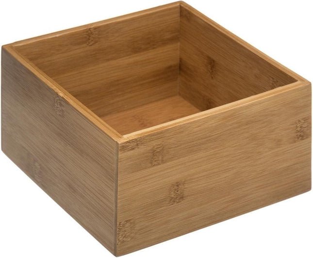 Boîte de rangement/support à bijoux/maquillage 18 x 18 x 9,5 cm en bambou - Organisateur