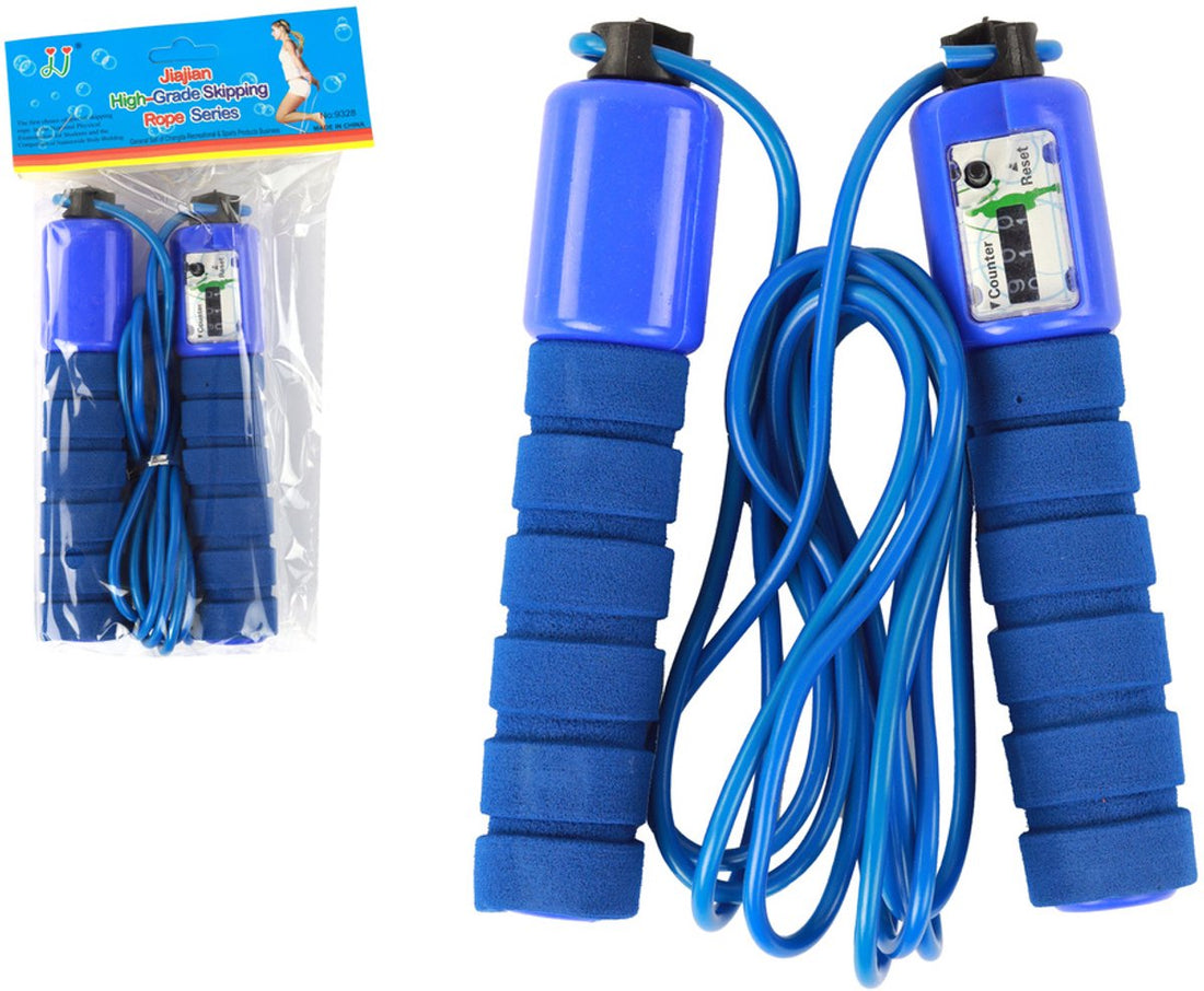 Springtouw met Sprongenteller - Blauw Instelbaar Fitness Springtouw 280 cm - Cardio Training en Vetverbranding - Springtouw met teller